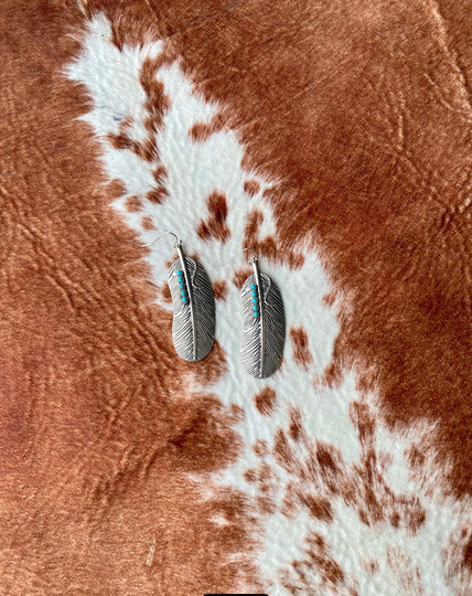 stone Feather Earrings