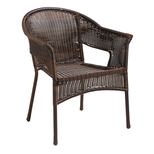 All Weather Wicker Outdoor Patio Tub Chairs Set Of 2: Brown - Resin by World Market