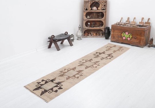 Anatolian Runner, Handwoven Rug, Handmade 2x10 Oushak Runner, Turkish Runner, Vintage Runner Rug, Neutral Runner, Wool Runner, 270