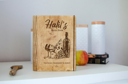 Custom Recipe Book/Personalized Blank Cookbook/Wooden Binder Family Journal/Keepsake Journal/Gift For Mom/Unique Gift/Family Heirloom