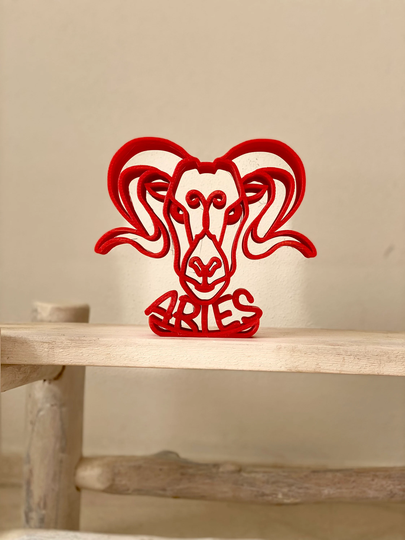 Aries, Zodiac Symbol, Ram, Minimalist Art, Plastic Sculpture, Astrology, Shelf Sitter, Tabletop Figure, 3D Print Gift, Birthday Presents