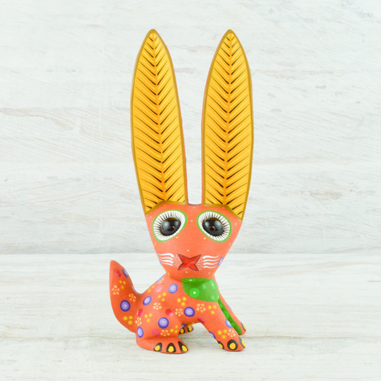 Magia Mexica A2481 Rabbit Alebrije Oaxacan Wood Carving Painting Handcrafted Folk Art Mexican Craft