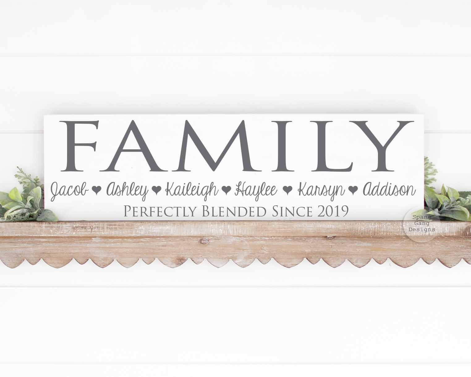Blended Family | Sign Sign Step With Names Established Date Wood Wood