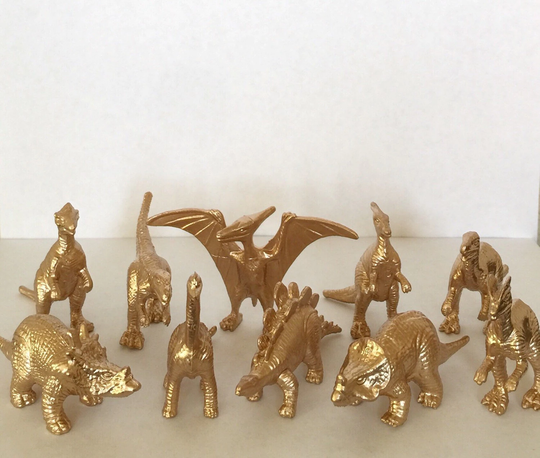 Gold, Silver Metallic Dinosaurs-Birthday-Wedding-Shower-Nursery-Decor-Party-Favors-Dinos-Wild-Jurassic Park-Decorations-Figurines-Dynomite