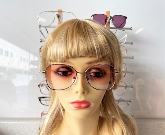 Vintage1980S Women's Metal Sunglasses Style "Yvette" With Custom Made Pink Gradient Tinted Lenses. Size 55-18-140 Frame Color Marble