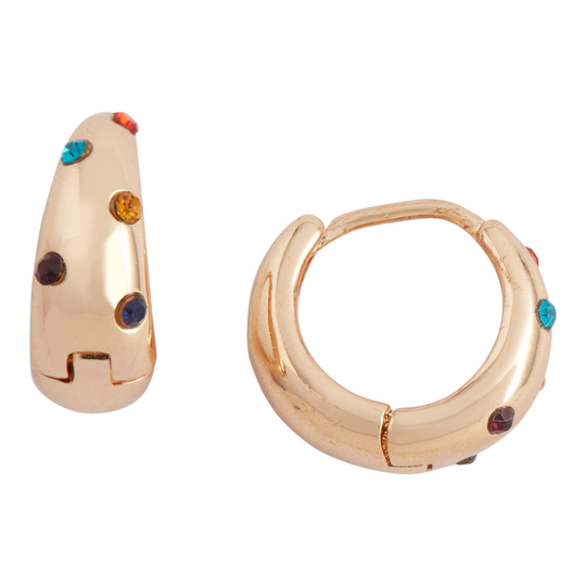 Gold Multicolor Glass Huggie Hoop Earrings by World Market