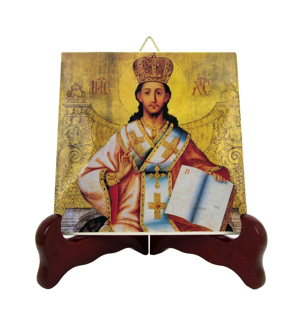 Jesus Christ The King - Religious Gifts Christian Icon On Tile Catholic Art Catholic Russian Orthodox