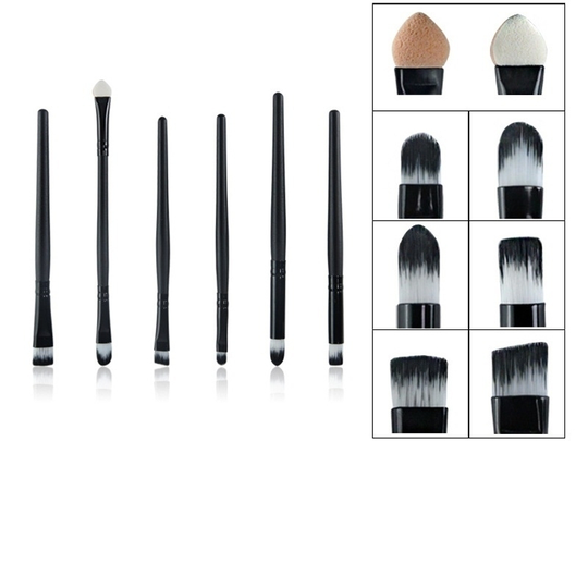 6PCS Makeup Cosmetic Tool Eyeshadow Eye Shadow Foundation Blending Brush Set (Color: Black)