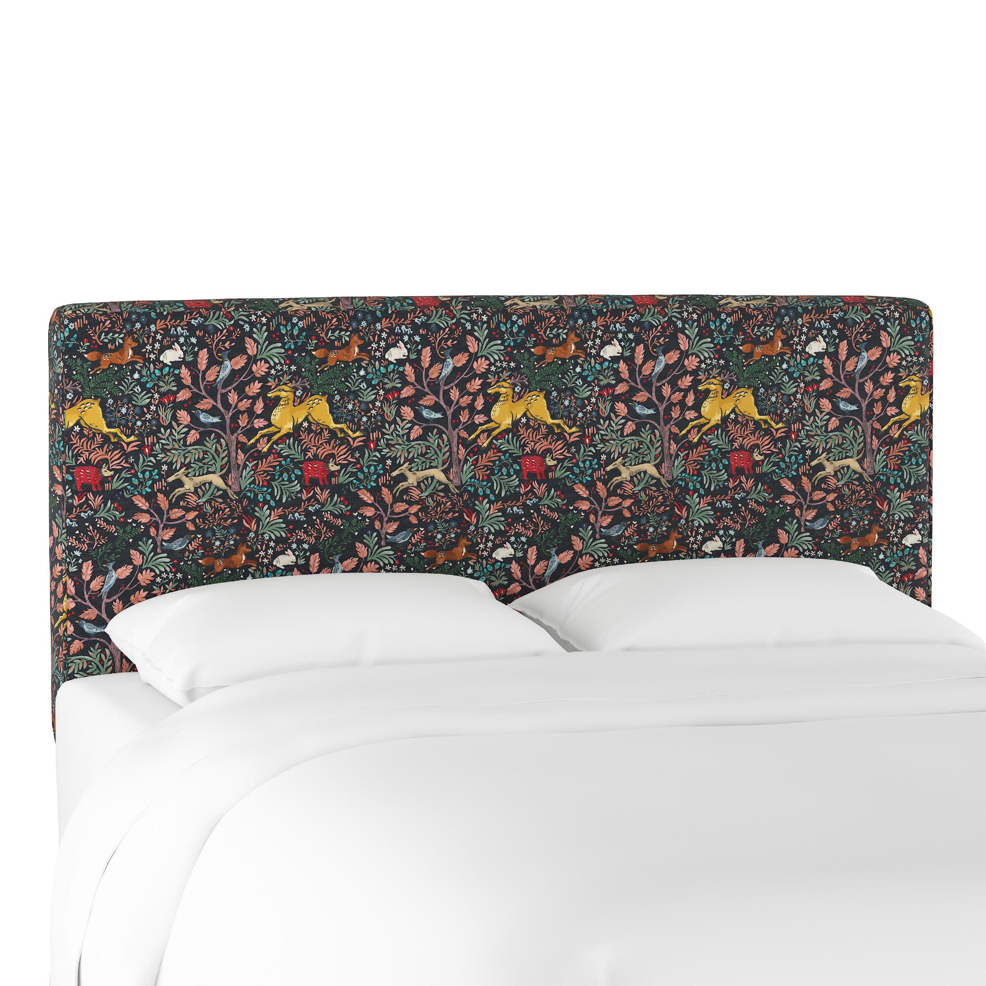 Navy Forest Frolic Loran Upholstered Headboard: Blue/Multi - Fabric - Full Headboard by World Market