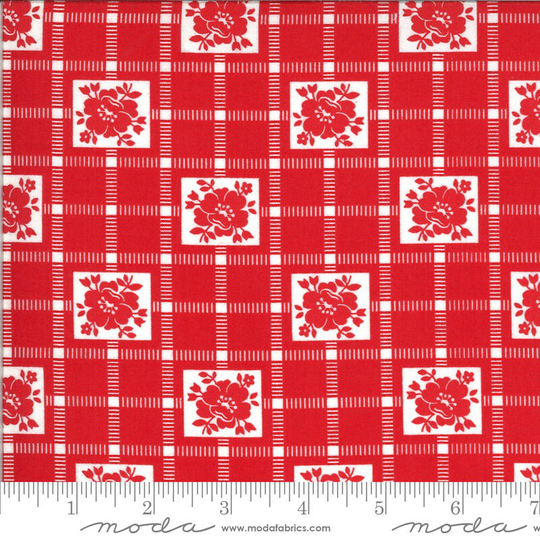 Shine On - Check in Red White Floral Geometric Cotton Quilt Fabric Blender By Bonnie & Camille For Moda Fabrics 55212-11 | W7417