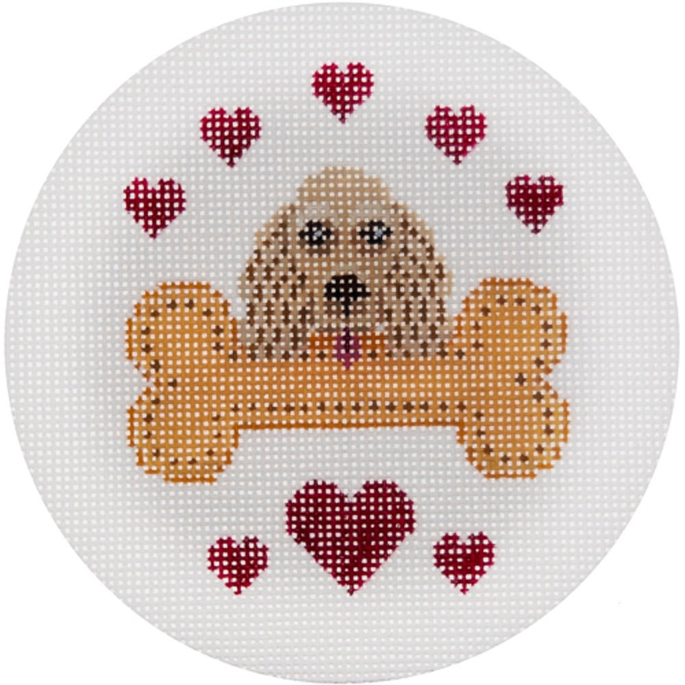 Needlepoint Handpainted Christmas Jp Cocker Spaniel Buff 4.5 - Free Us Shipping