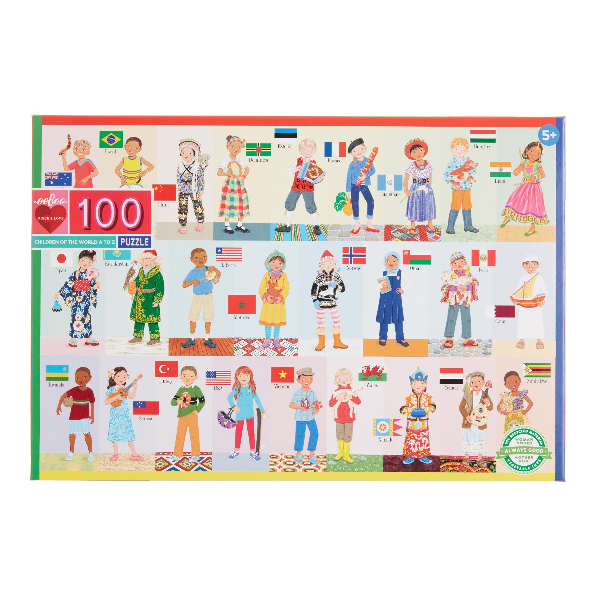 Eeboo Children of the World 100 Piece Puzzle: Multi - Recycled Paper by World Market