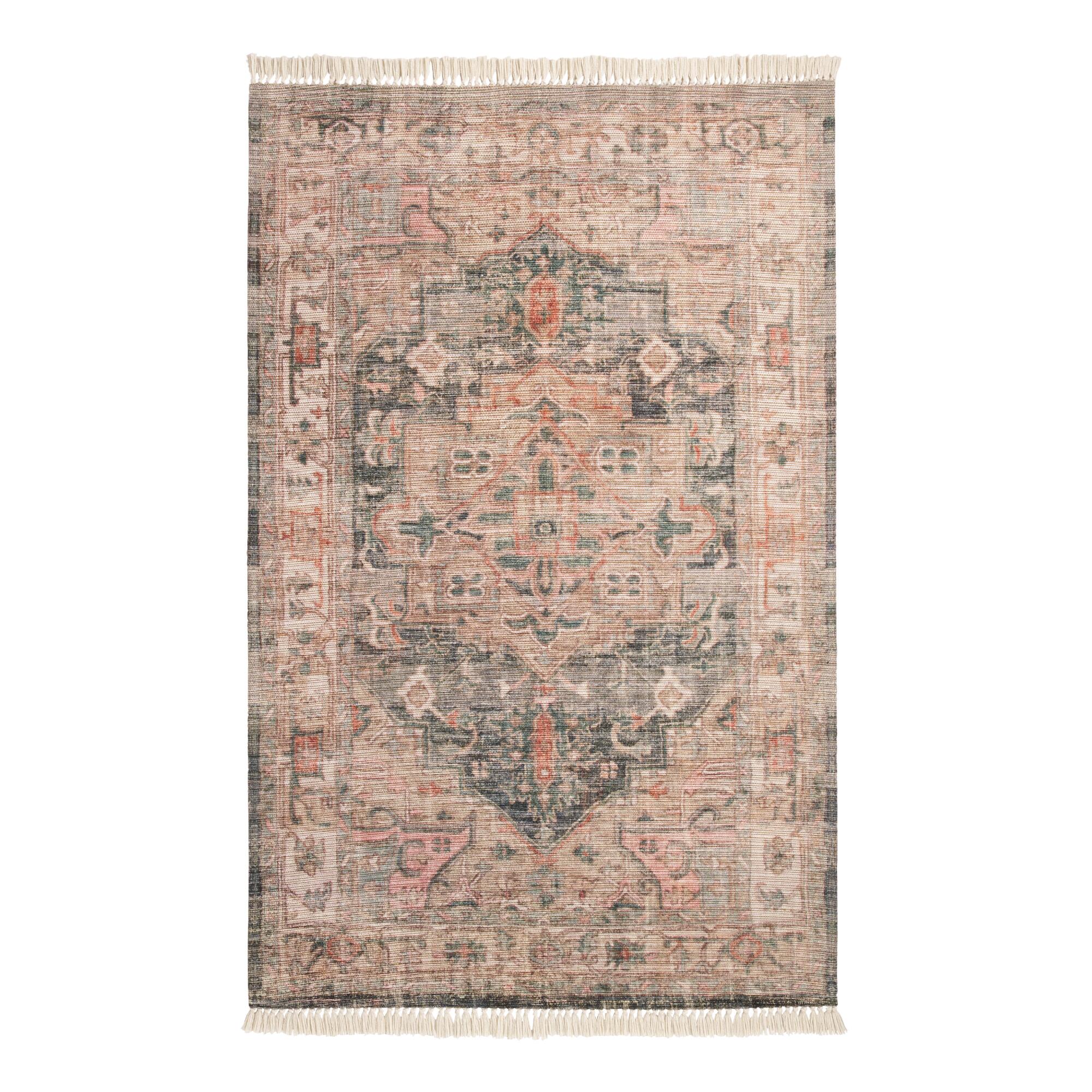 Blush and Green Napa Indoor Outdoor Patio Rug - Polypropylene - 5' x 8' by World Market