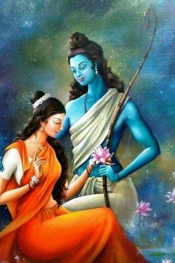 Ram Sita Hand Painted Painting On Canvas No Frame
