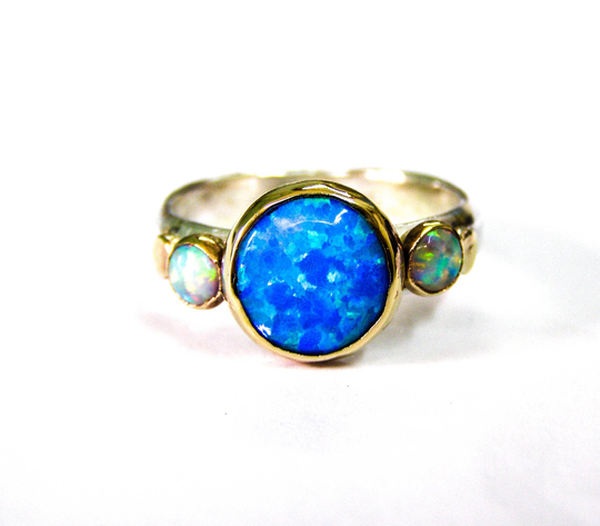 Blue Opal Ring, Multi Stone Ringsfor Women, Statement Ring, Wedding Set, Anniversary Gift For Her, Bridal Set Ring