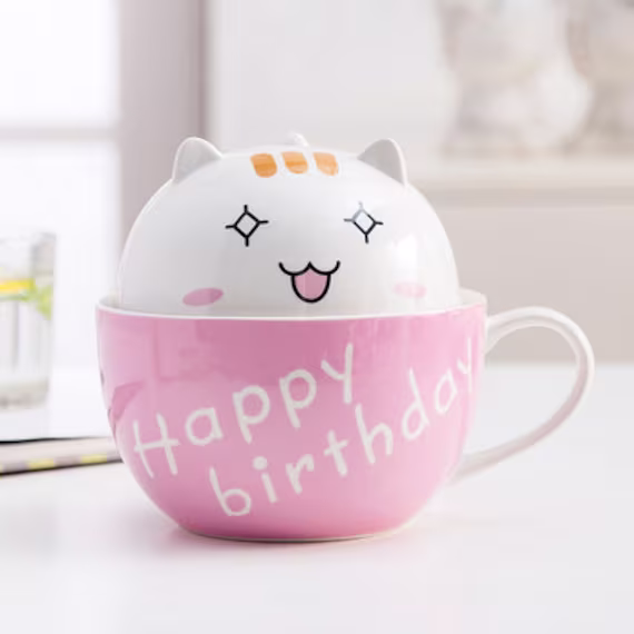 Lovely Ceramic Instant Noodle Bowl With Cover