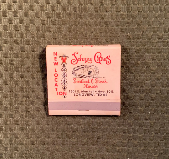 Vintage Matchbook, Johnny Caces, Seafood, Restaurant, Longview, Texas, Front Strike, with All 28 Match Sticks, Free Ship in Usa