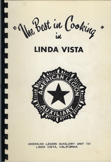 Linda Vista California Vintage C1970S American Legion Auxiliary Cookbook Ca The Best in Cooking Community Favorite Recipes Local Ads Rare