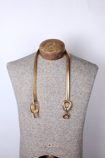 1980's Women's Fashion Brass Metal Dress Formal Wear Belt Front Clasp 32 Waist