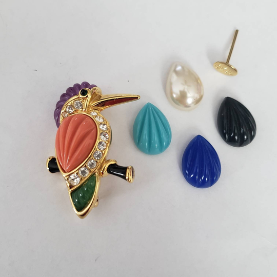 Vintage Brooch Designer Kjl Kenneth Jay Lane Retro Pin Interchangeable Rare Collectible