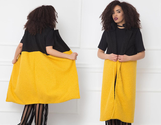 Women Vest in 2 Colors, Mustard Vest, Long Maxi Elegant Urban Clothing, Extravagant Plus Size Clothing