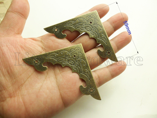 4Pcs 59mmx59mm Big Size Antique Brass "Cactus" Jewelry Box Corner, Decoration Corner Protection, Decorative Bracket #cb0129