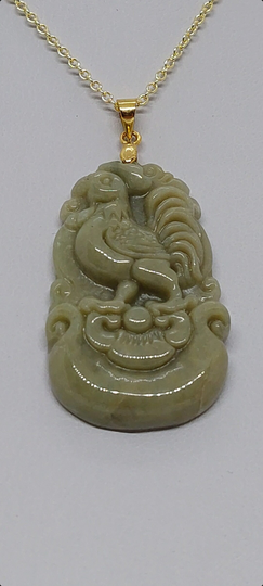 Jade Rooster Chinese Zodiac Year Of Rooster Charm Pendant/Necklace Amulet Tag A Grade Real Green Jadeite Carving Animal. Men/Women Pendant