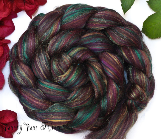 Cinnamon Teal - Custom Blend Merino & Mulberry Silk Combed Top Wool Roving For Spinning Or Felting in Bright Colors -4 Oz