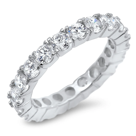 Quality 925 Genuine Sterling Silver 4mm Eternity Ring
