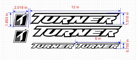 Custom Turner Bikes Frame Decals Stickers. Outline Version. Made From High Quality Vinyl. 30 Colors USA Seller