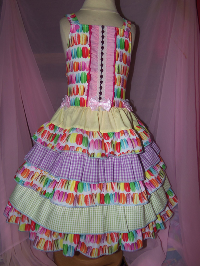 Macaroons Sweet Vintage Rare Fabric Girl's Dress Size 5T