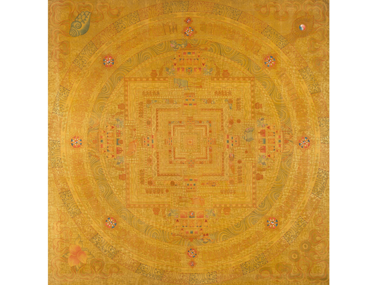 Kalachakra Mandala | Pure 24K Gold With Intricate Workmanship Tibetan Buddhism Spiritual Painting Religious Wall Decor Traditional Art