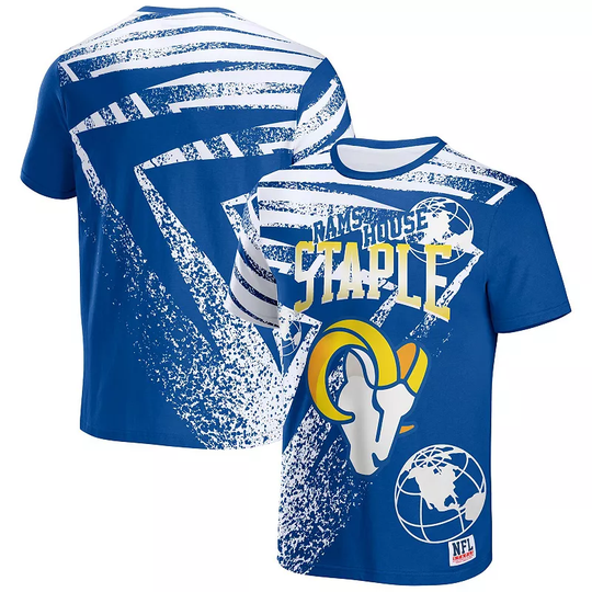 Men's NFL x Staple Royal Los Angeles Rams All Over Print T-Shirt, Size: 2XL, Blue
