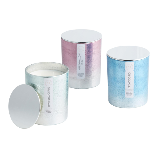 Icy Shimmering Glass Scented Candle: Blue - Wax by World Market