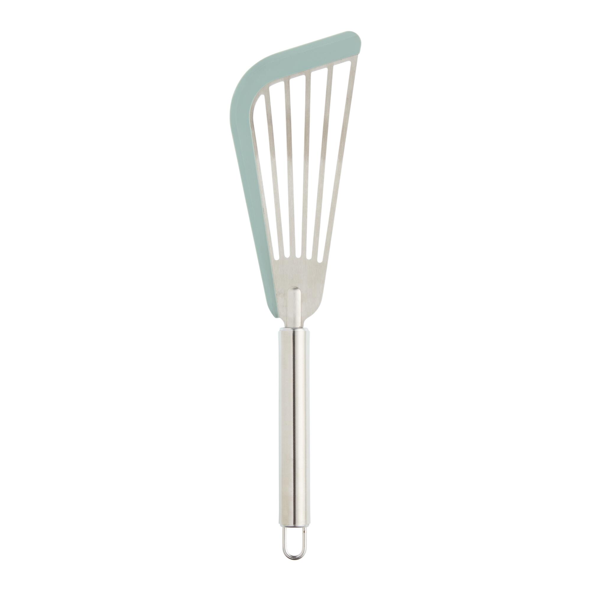 Sage Silicone Edge Stainless Steel Slotted Fish Turner: Green by World Market
