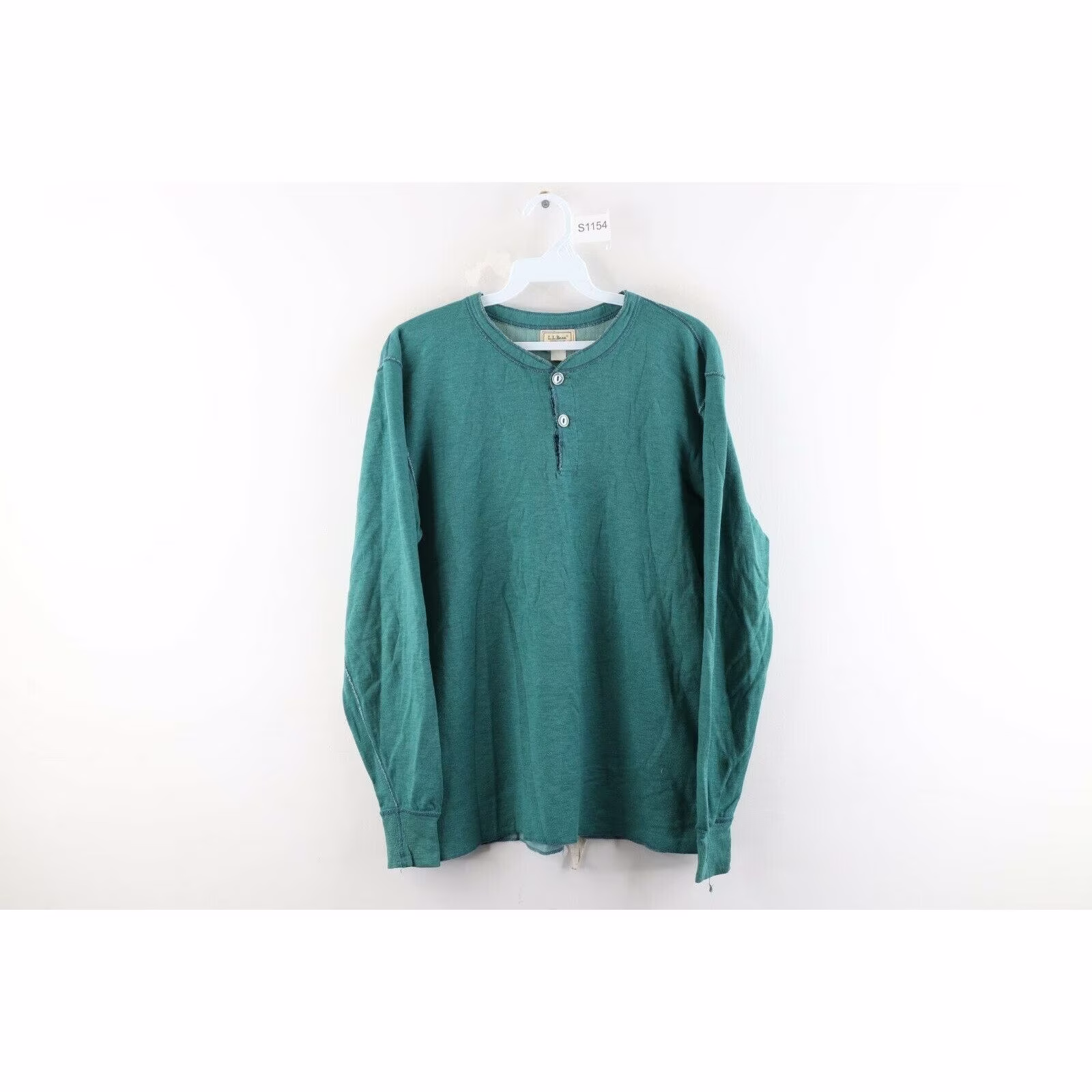 80S Ll Bean Mens Medium Faded Wool Blend River Drivers Henley Shirt Usa, Shirt