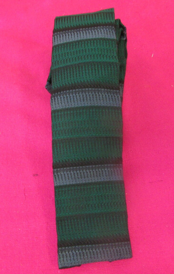 1950's Square Edge Skinny Black & Green Striped Archies Wool Blend Necktie-Rockabilly Necktie, Swing Necktie, Square Tie, Mens Tie