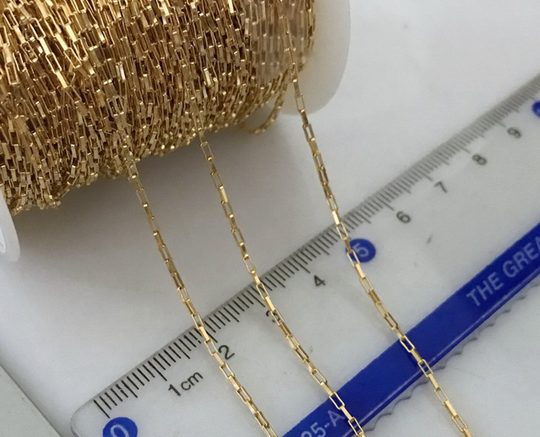 1 Meter 14K Gold Filled Paper Clip Chain Footage, Bulk Chains, Unfinished Necklace For Diy Jewelry Making