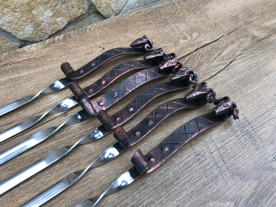 Skewers For Grilling, Hand Forged Skewers, Stainless Steel Iron Gifts, Camping, Kebab Skewers, Grilling Set, Grill Utensils, Bbq Tools