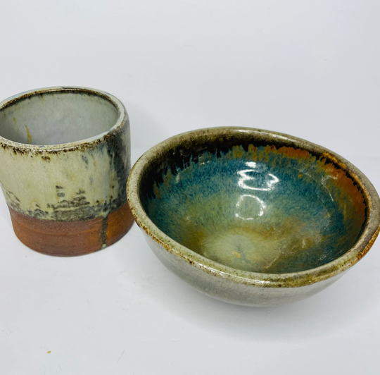 Studio Pottery Bowl & Tumbler. Stoneware Tumbler & Bowl. Rice Ramen Pho Chad Smith Vessels Functional Pottery