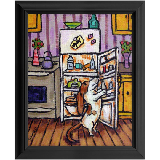 Basset Hound Ready To Hang Framed Dog Art Print 11x14 Animal Decor Reading The Fridge