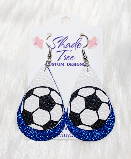 Soccer Faux Leather Earrings