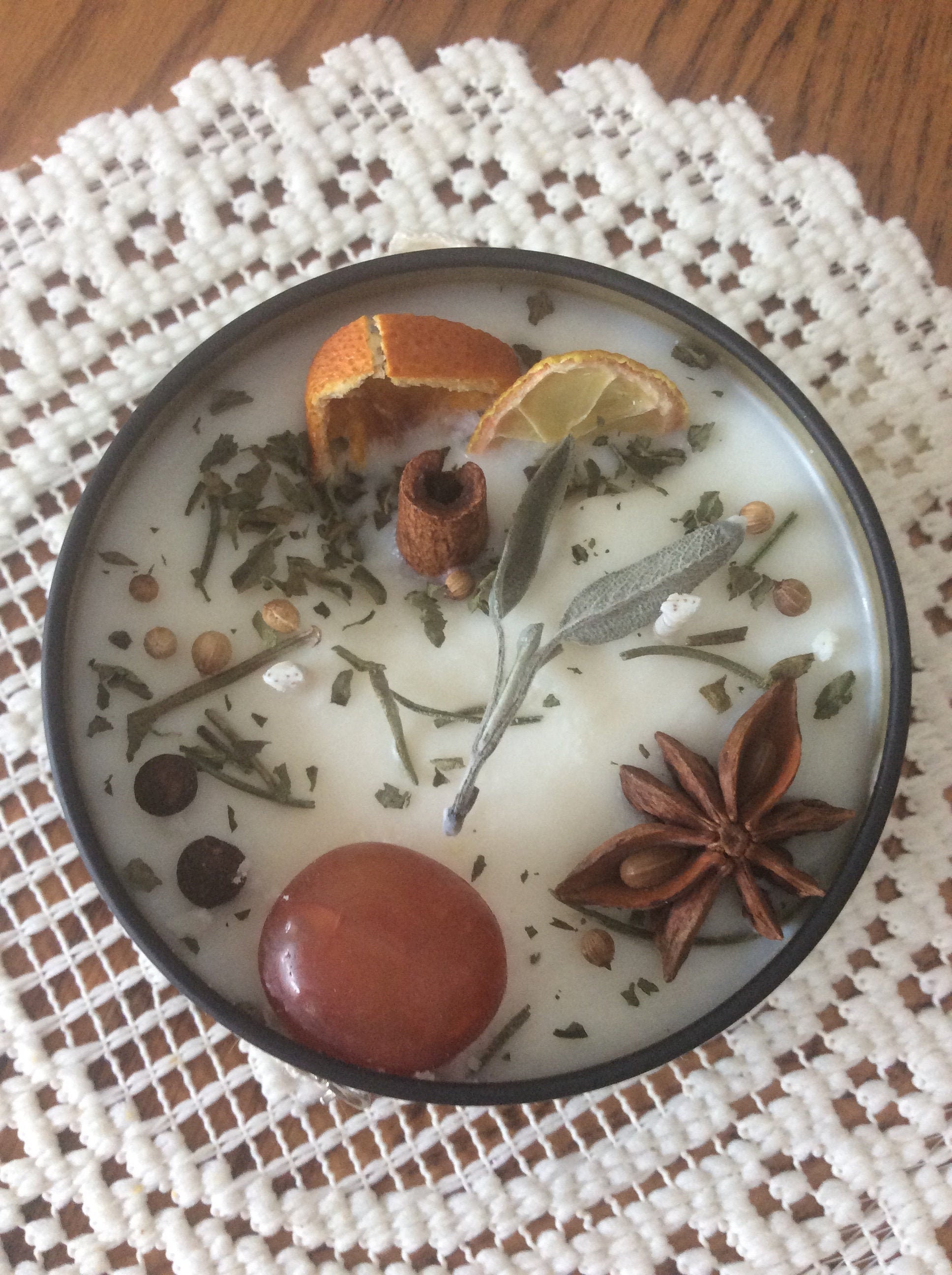 Kitchen Witch/Kitchen Candle/Crystal & Herb Candle/Kitchen Witch Candle/Intention Witchery/Witches