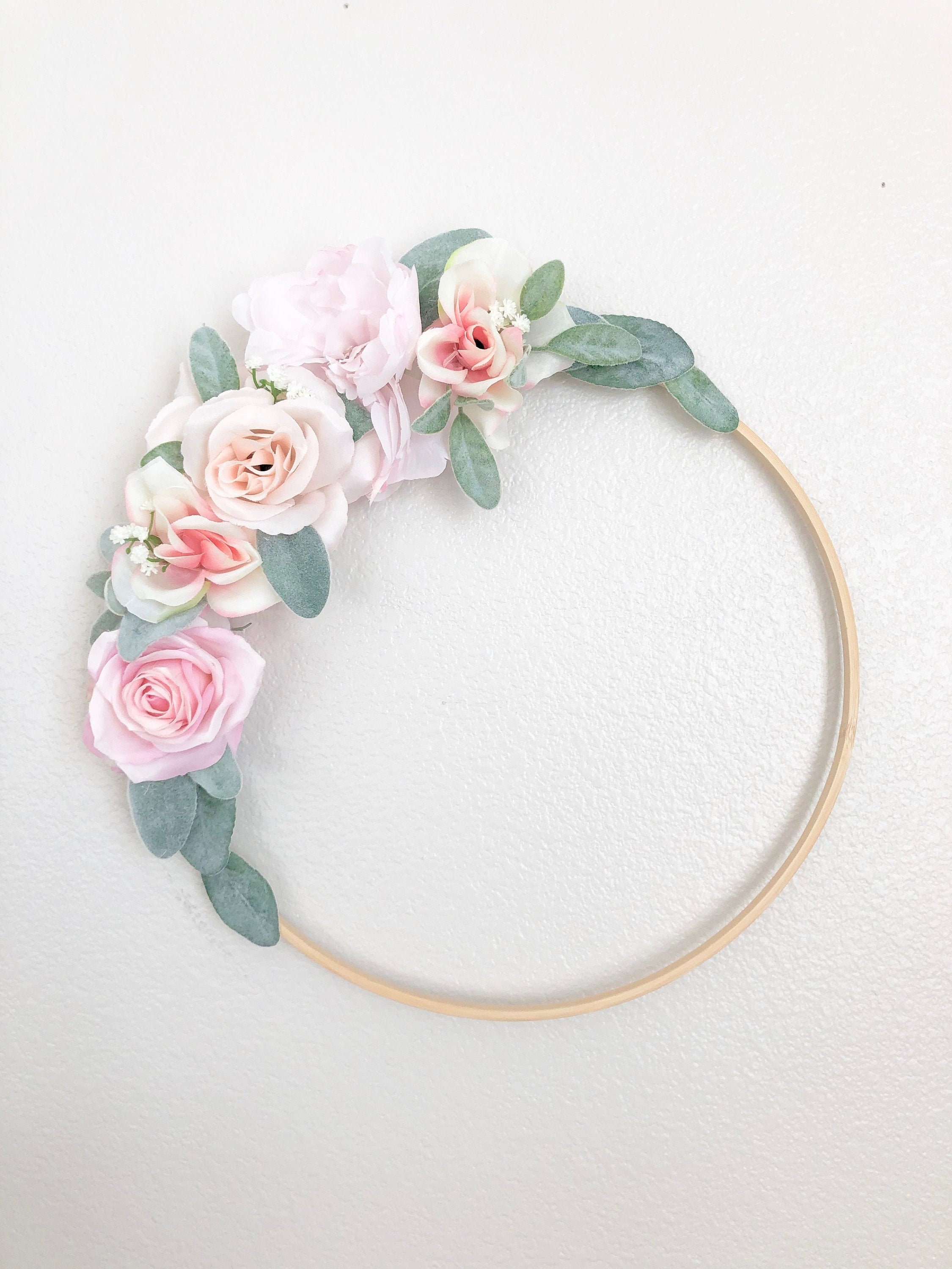 Floral Hoop Wedding, Wall Decor, Nursery Flower Decor Nursery, Baby Girl Shower Decoration, Bridal