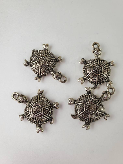 Turtle Charm Beads. Silver Plated Beads, Lead & Nickle Free