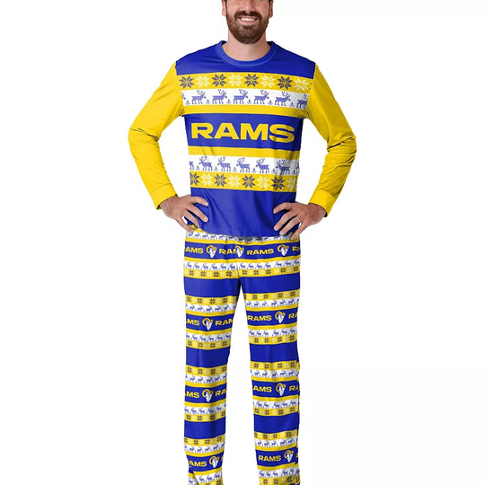 Men's FOCO Royal Los Angeles Rams Team Ugly Pajama Set, Size: XL, Blue