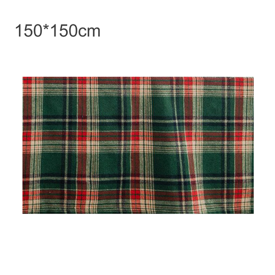Christmas Style Good Woven Tablecloth Cotton Blend Beautiful Plaid Pattern Table Cover for Home - green, 150*150cm*