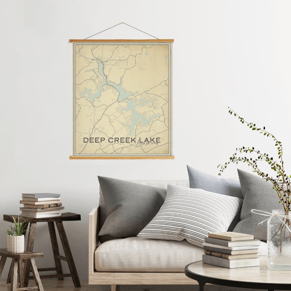 Deep Creek Lake Maryland Street Map Print | Magnetic Poster Frame Printed Marketplace