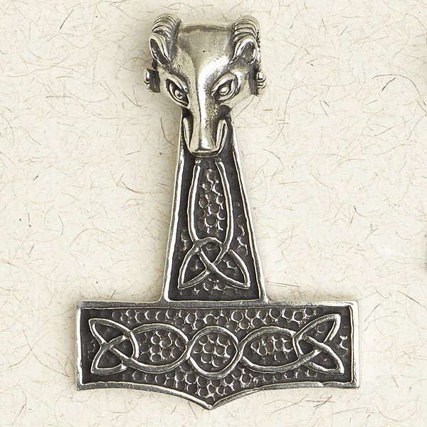 Large Ram's Head Thor's Hammer-Pewter/Viking/Silver/Pagan/Medieval/Norse/Scandinavian/Pendant/Jewelry