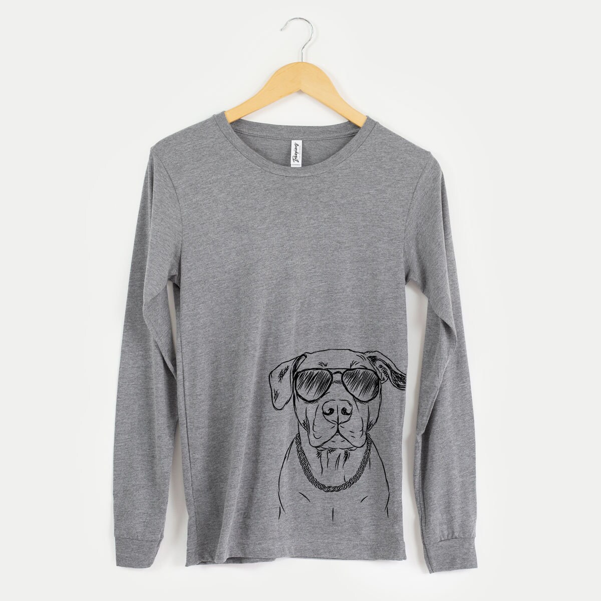 Kadin The Pitbull - Long Sleeve Tri-Blend Unisex Crew Shirt Grey Dog Lover Gift